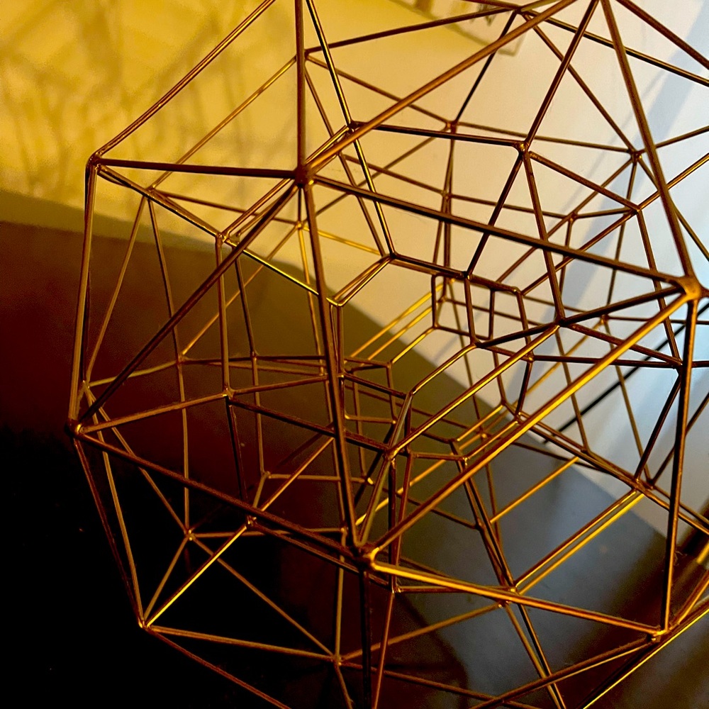 Gold plated metallic Polygonal tectonic Orb Globe - Picture 1 of 5
